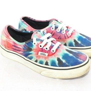 Vans Authentic Lace Up Pastel Blue Pink Tie-Dye Sneakers Shoes Women's Size 6